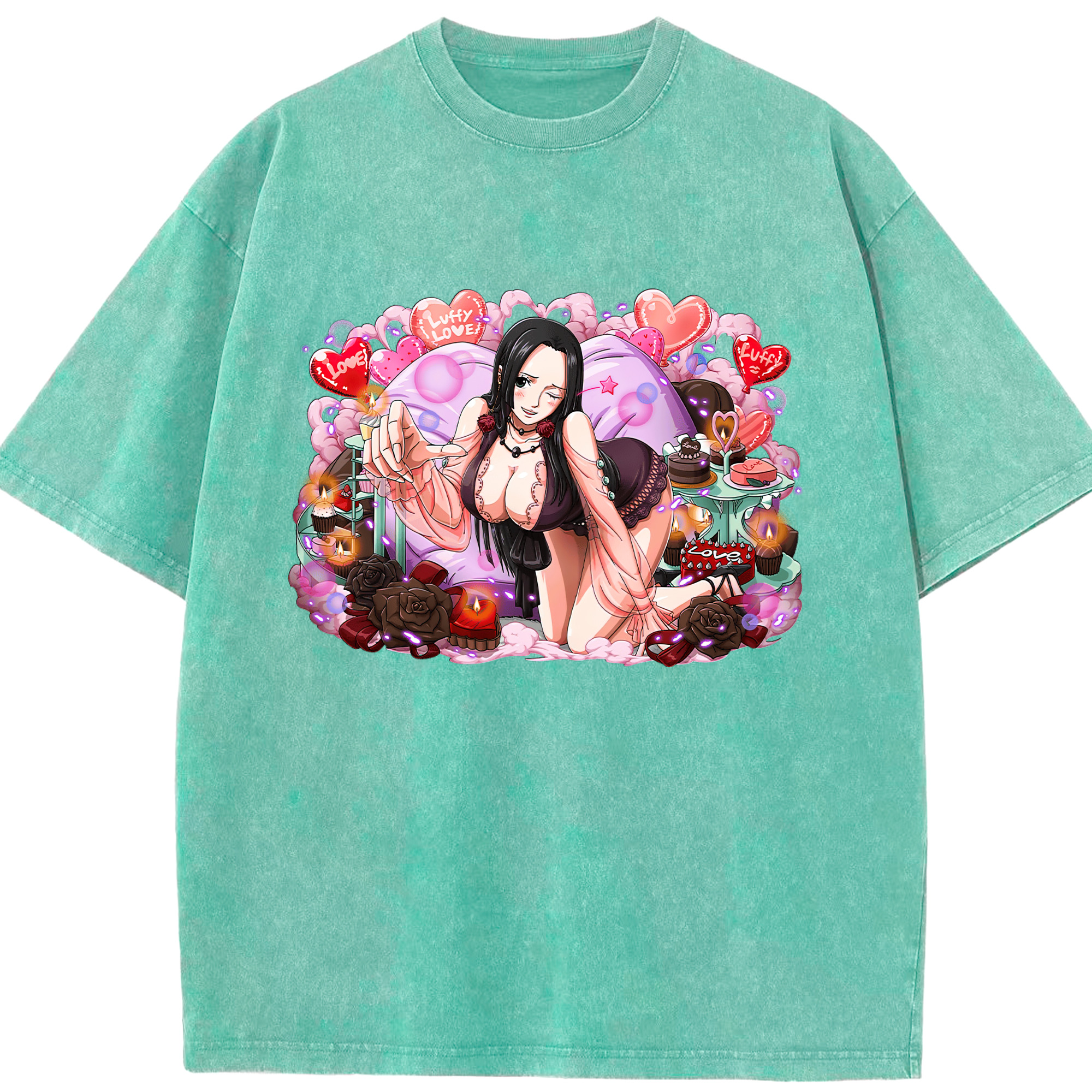 ワンピース ボア・ハンコック ONE PIECE Boa·Hancock 綿100% ヴィンテージ風 半袖Tシャツ（フロントプリント）